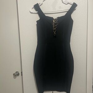 Forever 21 Black Lace-Up Mini Dress